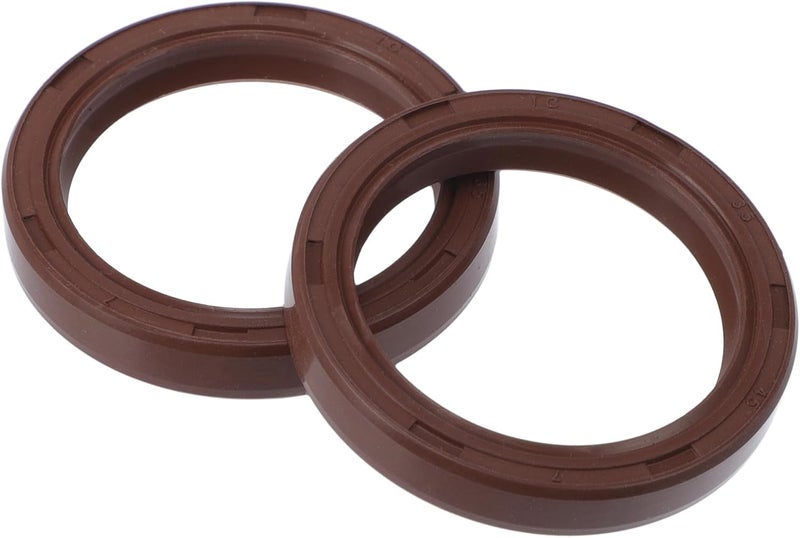 VekAuto Universal Oil Seal TC Double Lip W Steel Spring Seal Ring Rotary Shaft Seal 35x45x7mm High Pressure FKM Rubber Brown 2 Pcs - Image 1